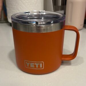 14oz Yeti Orange Insulated Mug with Clear Lid